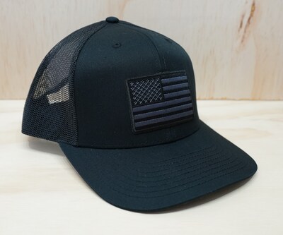 Black White American Flag Trucker Hat - image3